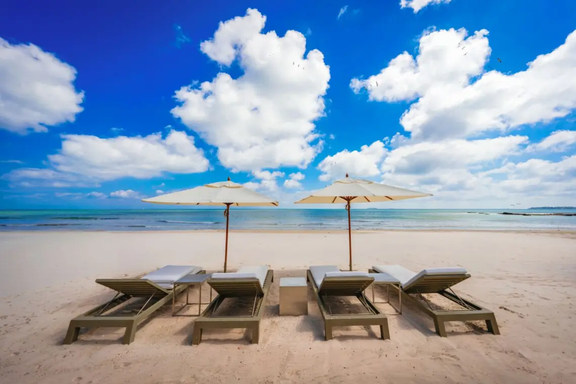 Private beach with Lounge Seating at Luxury Villa in Punta Mita