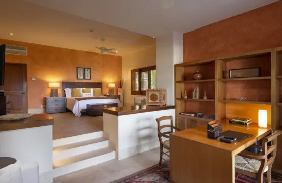 king bed with laptop desk