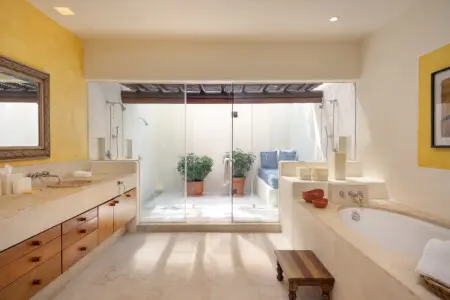 outdoor shower and tub